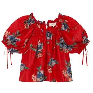 THE GREAT | The Petunia Silk Top in Garden Pasture Floral // Size 1